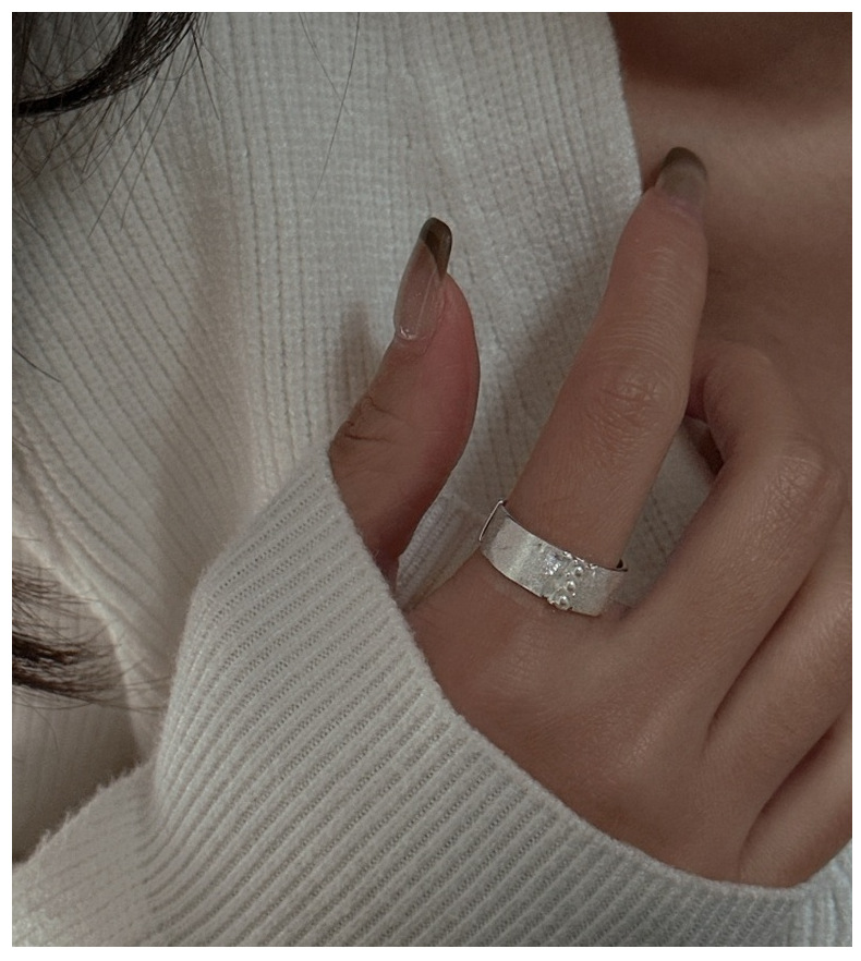 S925 sterling silver Korean version niche design sense brushed texture retro ring Korean version Korean style ring wholesale pic 6
