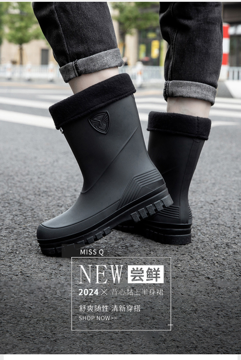 时尚男款水鞋防滑雨靴中筒韩版防水雨鞋新款短筒跨境出口厂家直销详情3