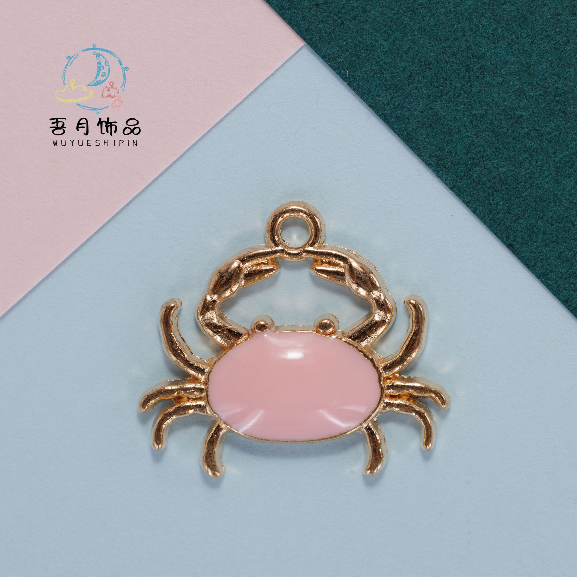 螃蟹合金滴油diy饰品配件韩版海洋耳饰彩色挂件耳环吊坠材料义乌详情6