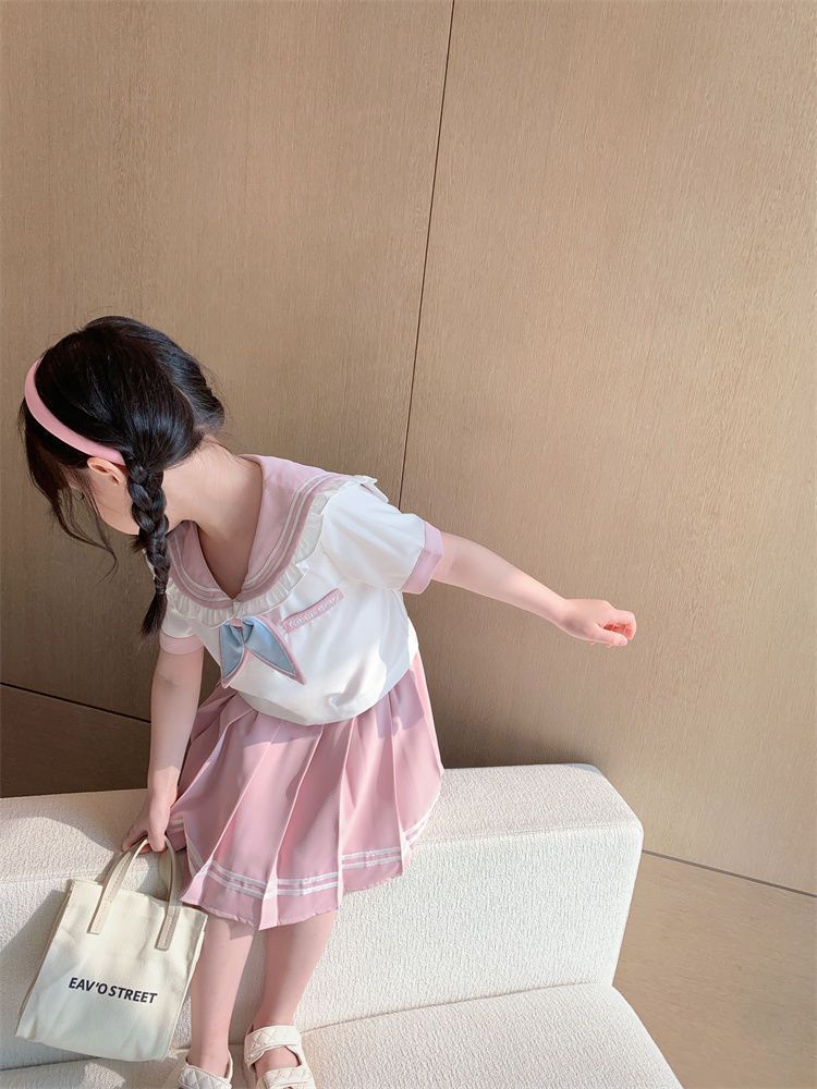 女童学院风套裙夏季儿童JK套装2025新款洋气女孩衬衫百褶裙两件套详情7