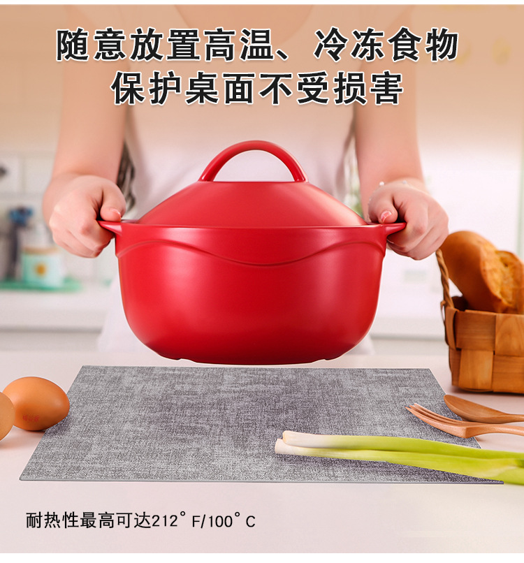 国潮北欧方形布纹餐垫定制防水防油桌垫隔热垫皮革高级感酒店ins杯垫详情3