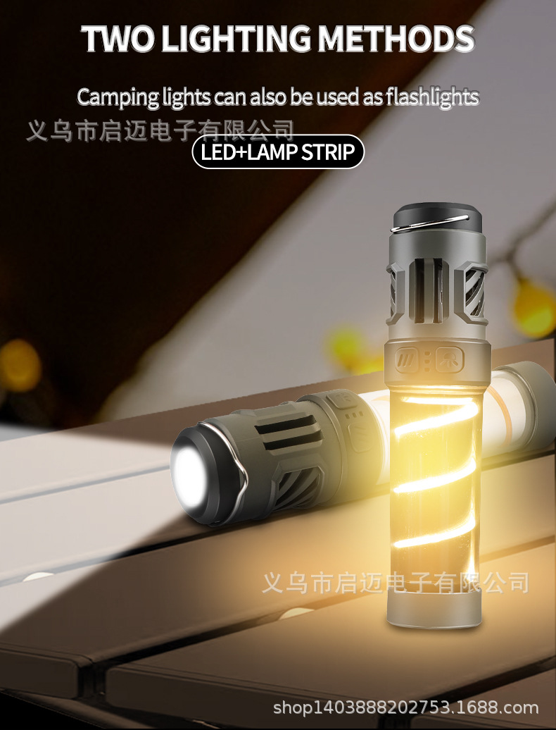 跨境新款LED驱蚊露营灯 户外照明手电多功能野营灯三脚架营地灯详情6