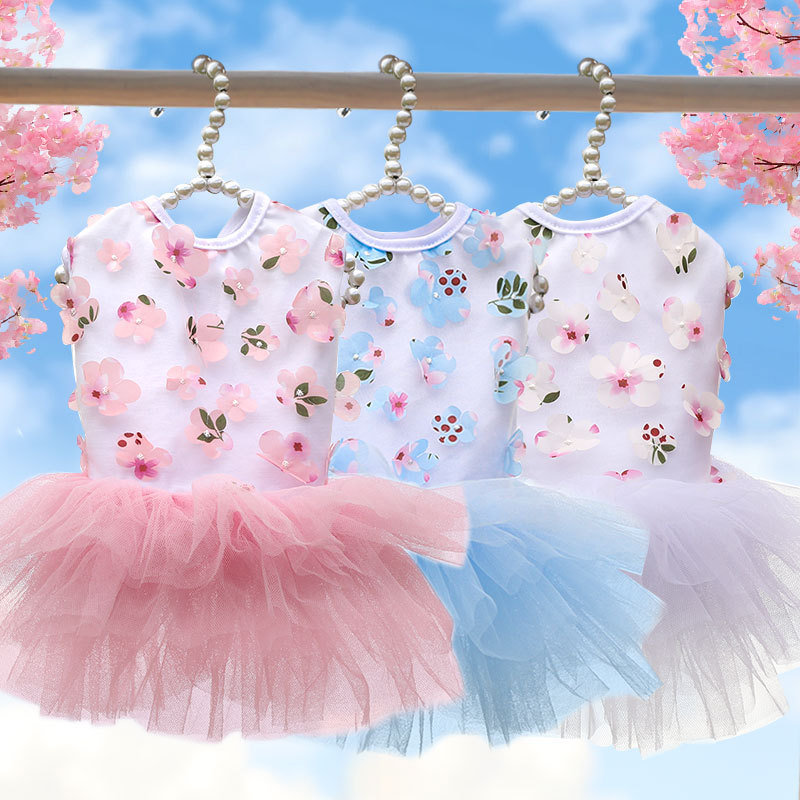 Pet dog, cat, Teddy, bichon Frise, peach blossom skirt, clothes, dog clothing, pet supplies manufacturer wholesale fashionable, comfortable and cute pet skirts pic 12