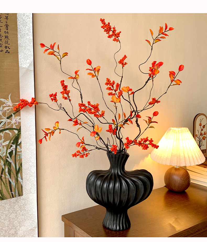2026新年装饰花假花仿真花客厅摆设发财果红果装饰新中式插花摆件详情7