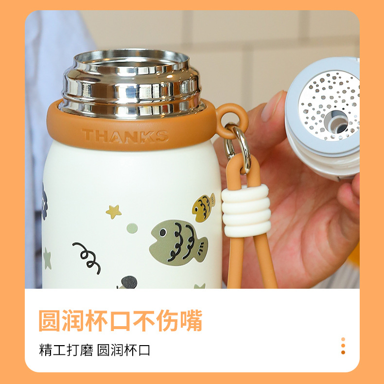 卡通保温杯女生可爱不锈钢泡茶杯子学生双饮吸管杯便携式水壶带盖详情12