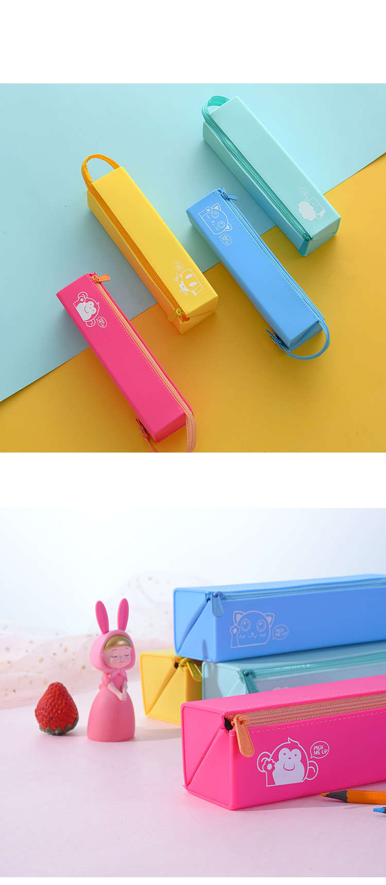 Fábrica de suministro directo de silicona pluma bolsa animal de dibujos animados lindo para estudiantes de primaria y secundaria almacenamiento de gran capacidad artículos de papelería impermeables pic 5