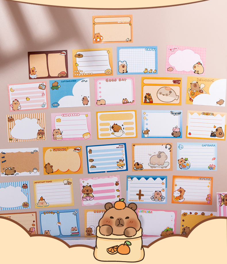 咔米咔米卡皮巴拉抽拉便利贴高颜值卡通创意贴纸错题便签贴粘性强详情5