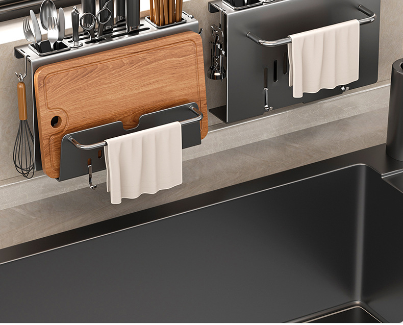 刀架置物架家用壁挂式多功能菜刀锅盖架筷子筒刀架一体刀具收纳架详情25