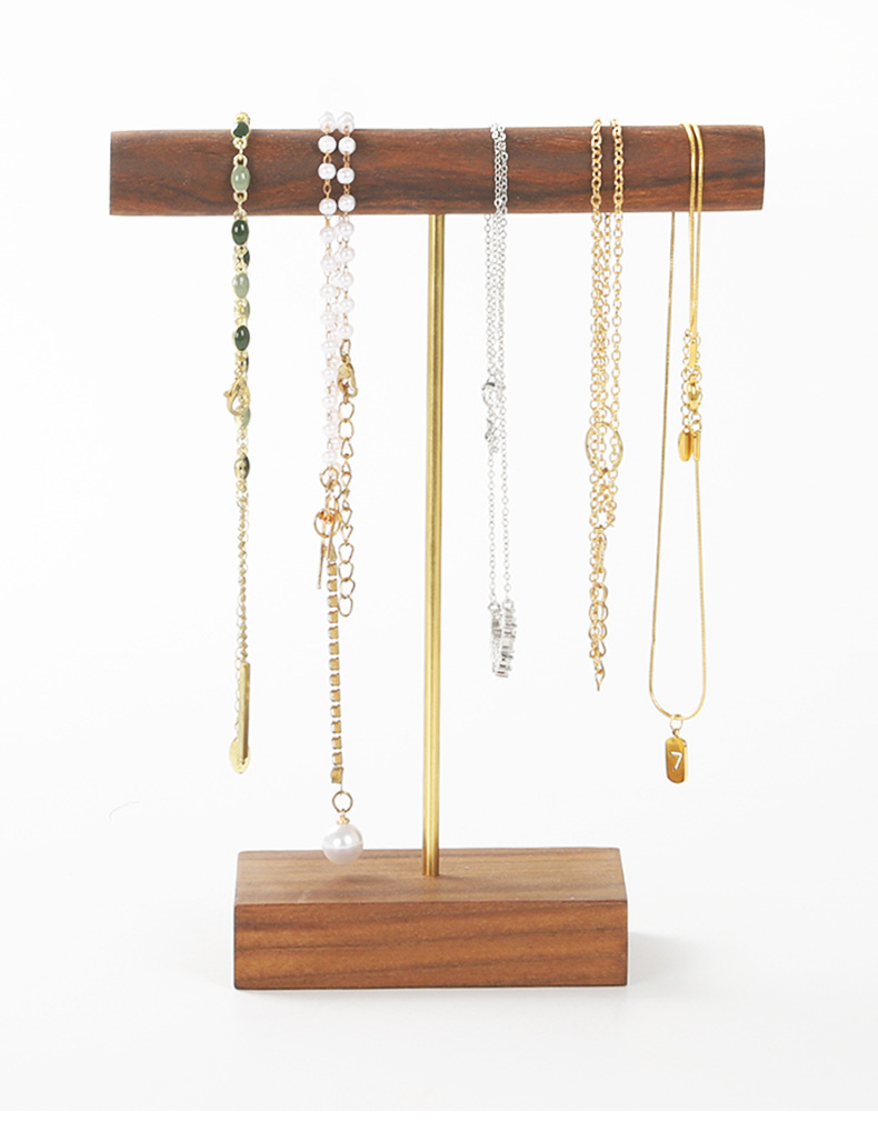 首饰展示架胡桃木色实木制高端古风一体款橱窗陈列饰品首饰架详情8