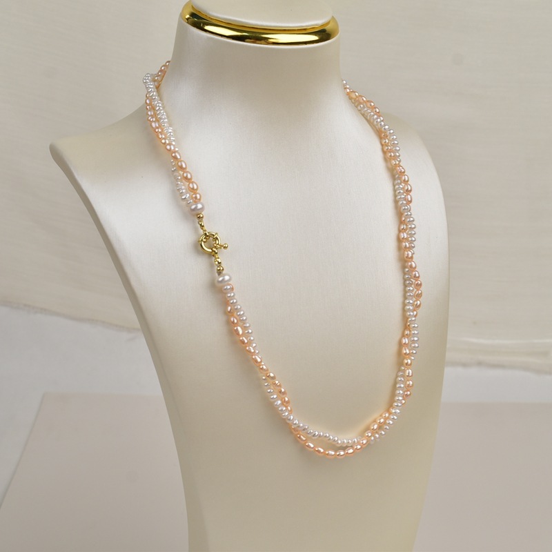 Double-layer stacked natural freshwater pearl necklace for women, simple collarbone chain, light luxury and high-end choker necklace accessory pic 5