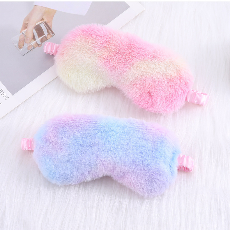 炫彩小兔毛可爱毛绒眼罩遮光睡眠眼罩彩虹印花可爱卡通眼罩现货详情21