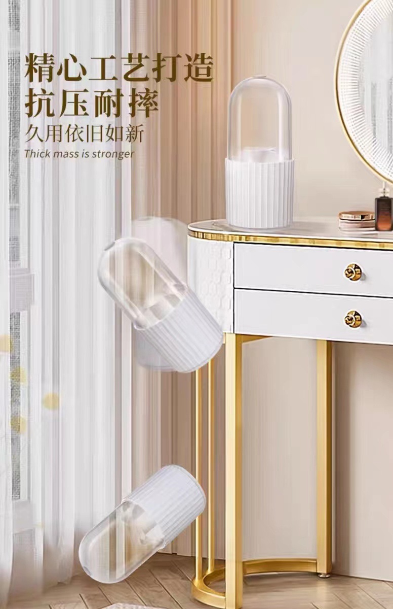 Vertical line makeup brush storage cylinder, rotating dust-proof desktop, lipstick loose powder, dressing table shelf, cosmetics storage box pic 6
