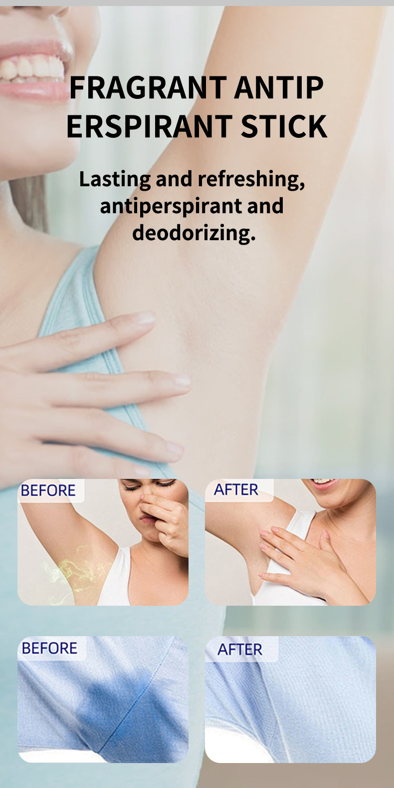 Cross-border foreign trade armpit Antiperspirant Scented Stick Transparent Aloe Vera Gel Antiperspirant Stick Refreshing pic 6