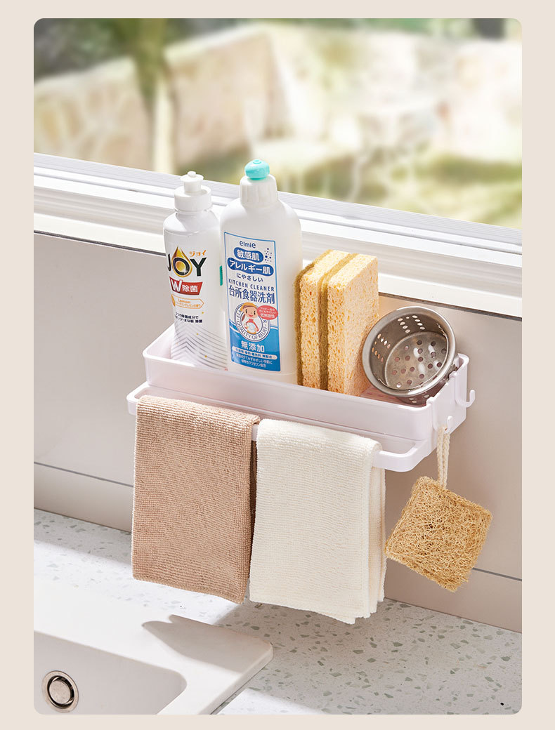厨房置物架抹布沥水架家用多功能免打孔放调料毛巾收纳架独立包装详情14