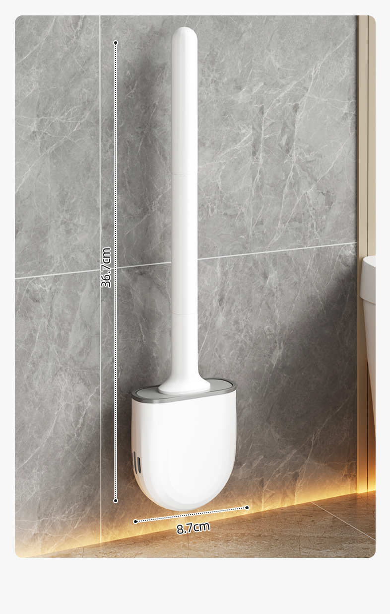 Toilet brush, household, no blind spots, bathroom, non-drilling silicone wall-mounted toilet cleaning brush, squat toilet cleaning silicone toilet brush pic 8