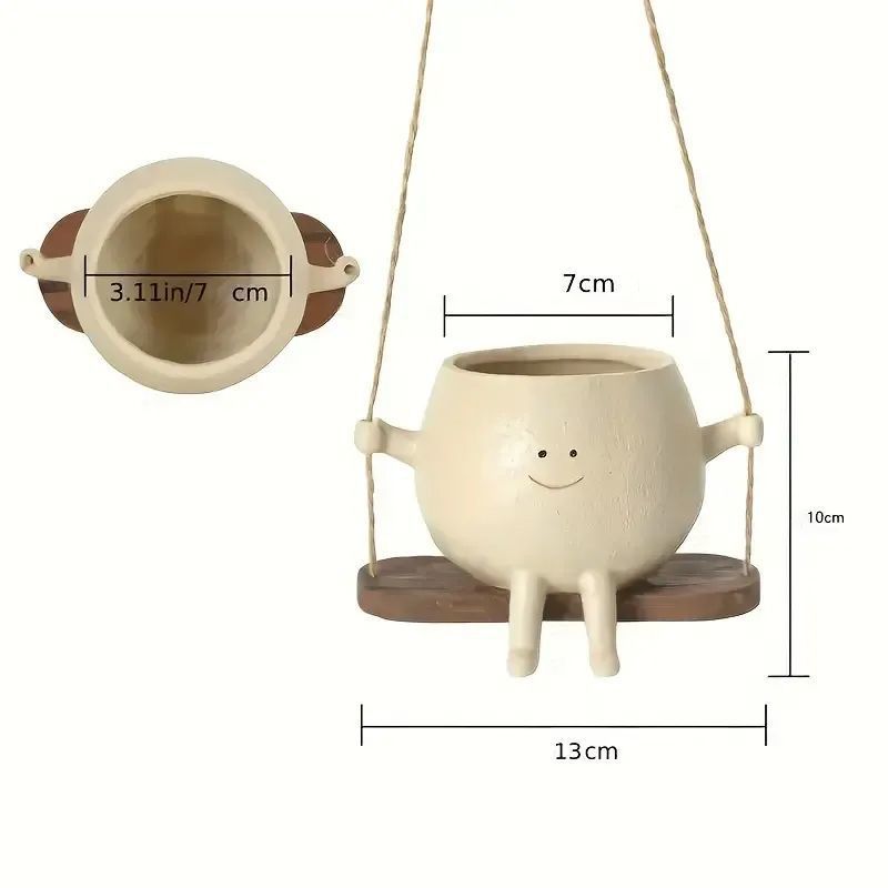 Succulent flowerpots with cute smiling faces, swing flowerpots, personalized decoration, creative hanging hydroponic flowerpots, balcony decoration pic 4