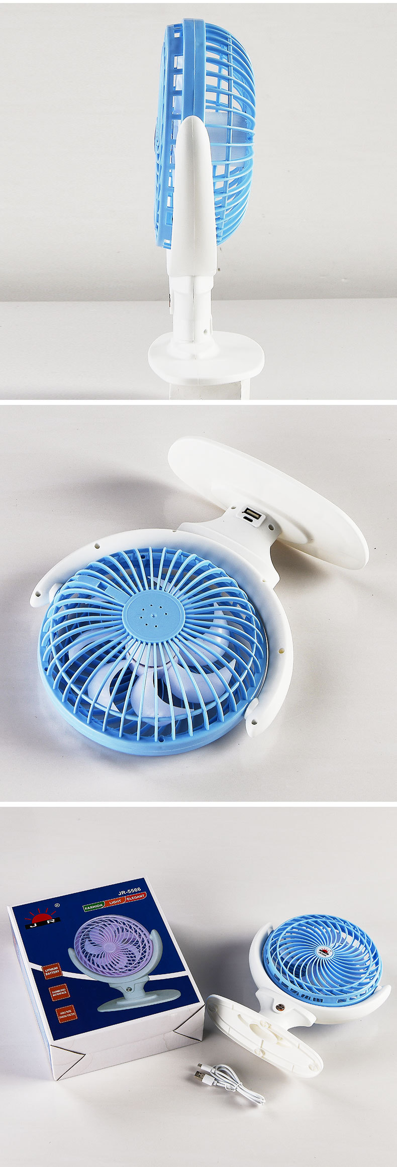 可调节360°旋转小型风扇立式静音电扇学生迷你两用USB电风扇跨境详情11