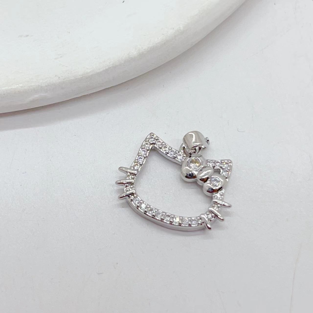 Japanese and Korean copper-plated with real gold and slightly inlaid zircon cat, exquisite and wealth-attracting, niche design sense DIY bracelet necklace accessory pic 2