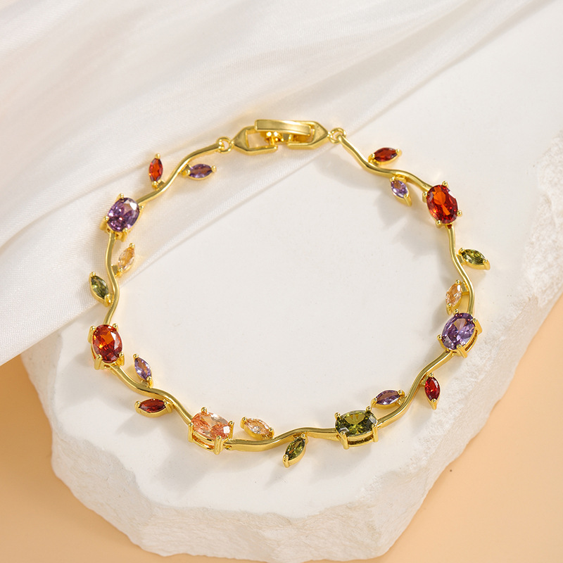 纯铜可调节真金电镀不褪色高品质超闪锆石网球手链新娘饰品组合详情12