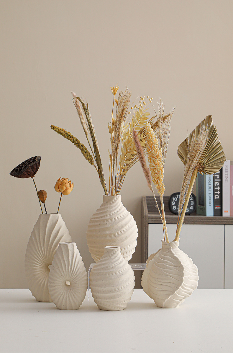 2026 New Nordic ceramic vases, simple flower arrangement vases, home living room decoration ornaments, creative vases, cross-border wholesale pic 1