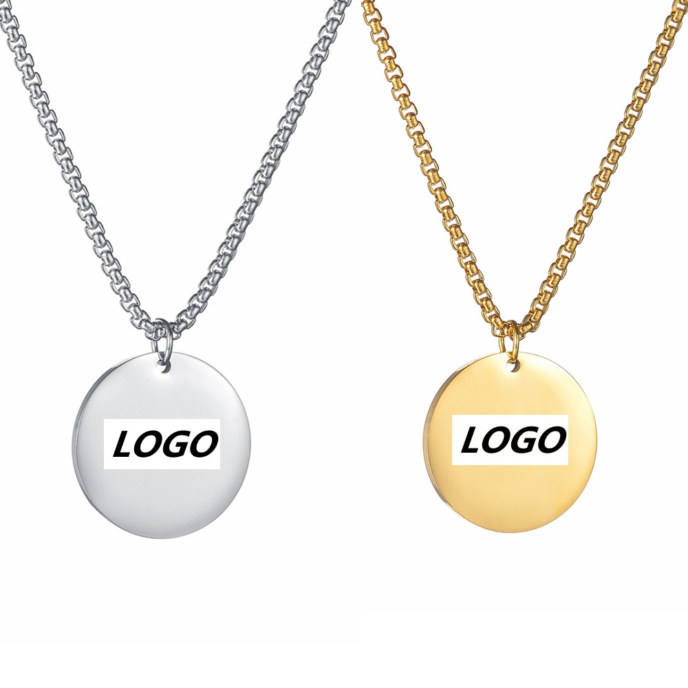 2024 European and American cross-border fashionable and exquisite titanium steel necklace, simple style and trendy stainless steel pendant, can be laser-printed with LOGO pic 2