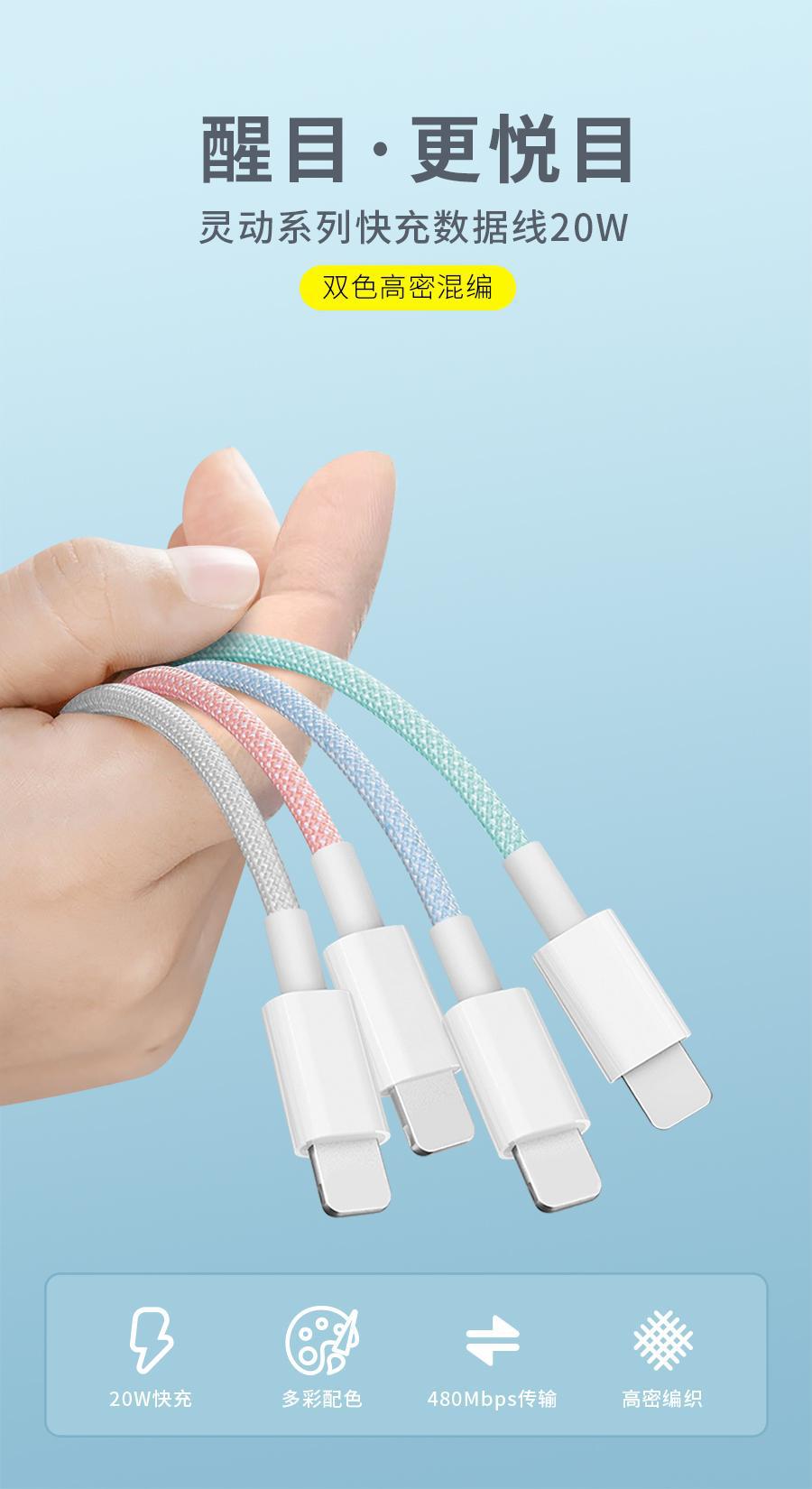 [品控精良】适用苹果数据线iPhone8/11/12/快充手机充电线13/xs/6详情1