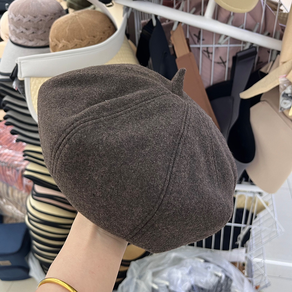 Korean style versatile autumn and winter new Beret hats for women, British retro woolen painter hats, Japanese casual octagonal hats for women pic 10