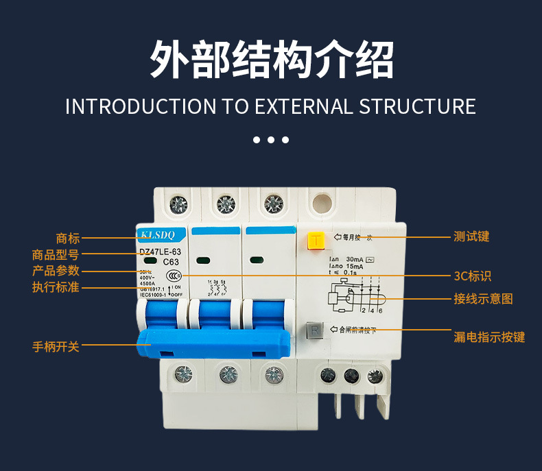 家用漏电保护开关DZ47LE-63/2P小型漏电断路器现货全规格漏电开关详情4