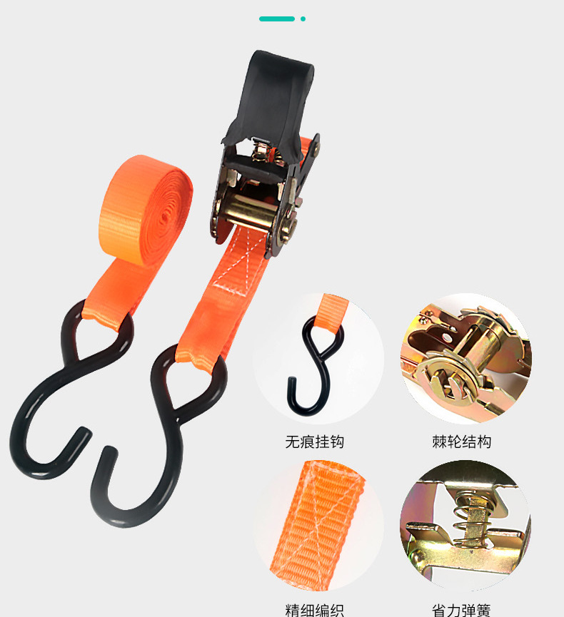 Rubber-coated double-hook thickened 5-meter 3m fixed goods binding strap, new cross-border wear-resistant tightener goods binding strap pic 6
