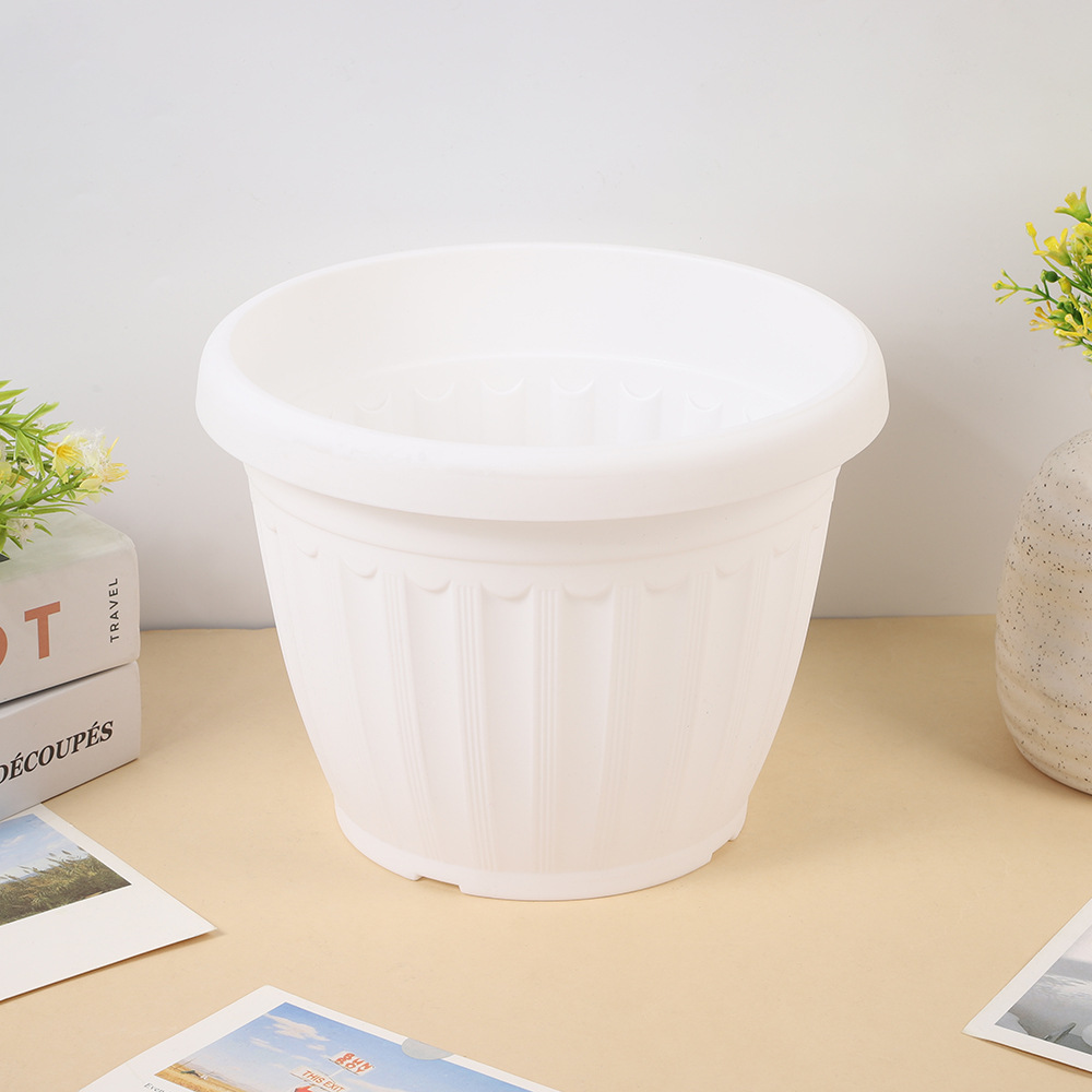 复古条纹PP塑料花盆带托盘多肉种植盆室内外花卉绿植盆栽盆批发详情7