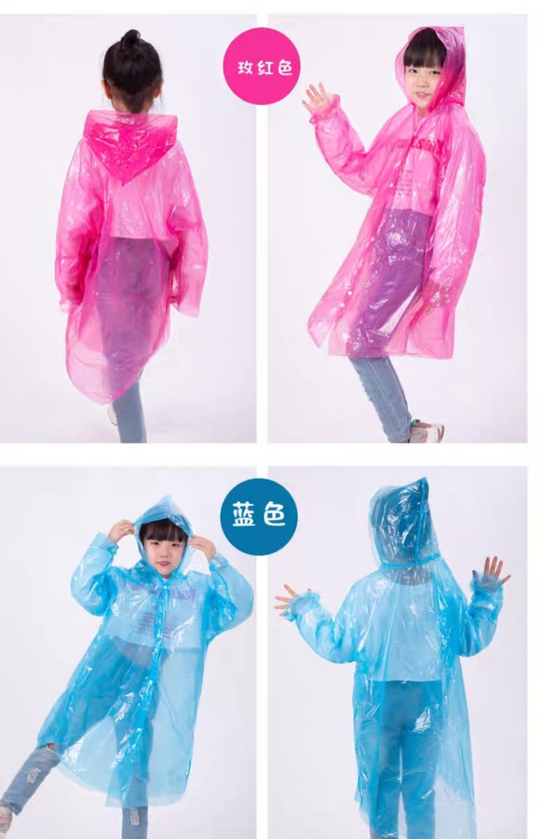 一次性雨衣儿童女加厚男童小学生透明便携可背包女童徒步小孩雨披详情6