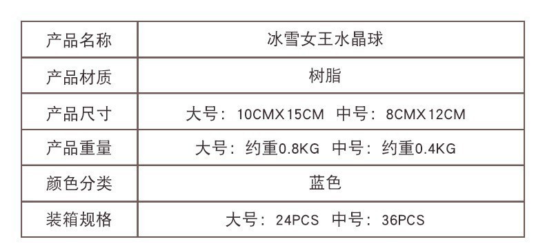 家居创意爱莎公主八音盒水晶球树脂工艺品摆件自动飘雪旋转厂家货详情3