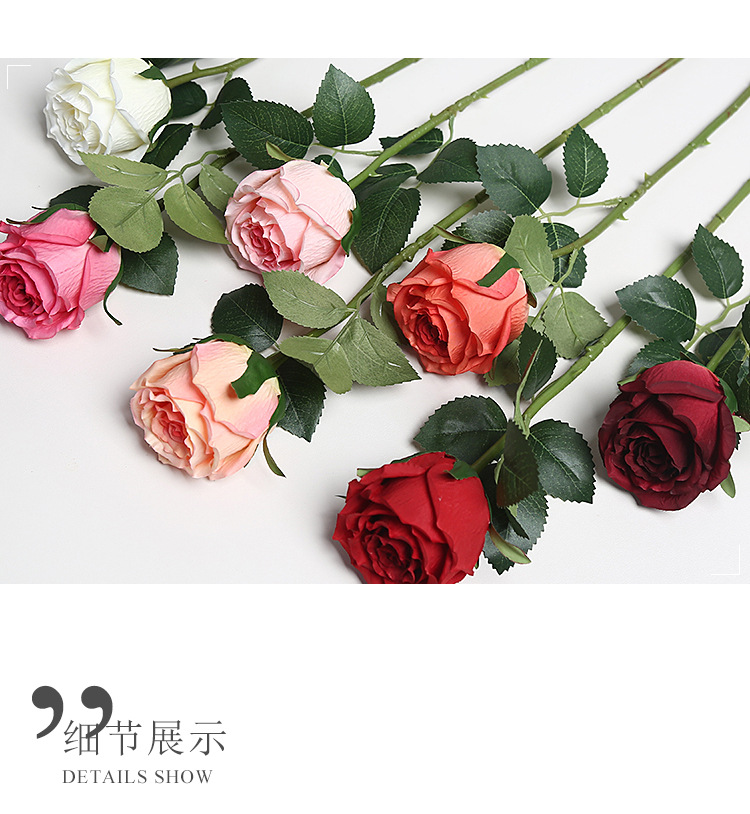 新款单头仿真玫瑰花束婚庆软装装饰高级感绢花花艺办公文化园艺用品详情2