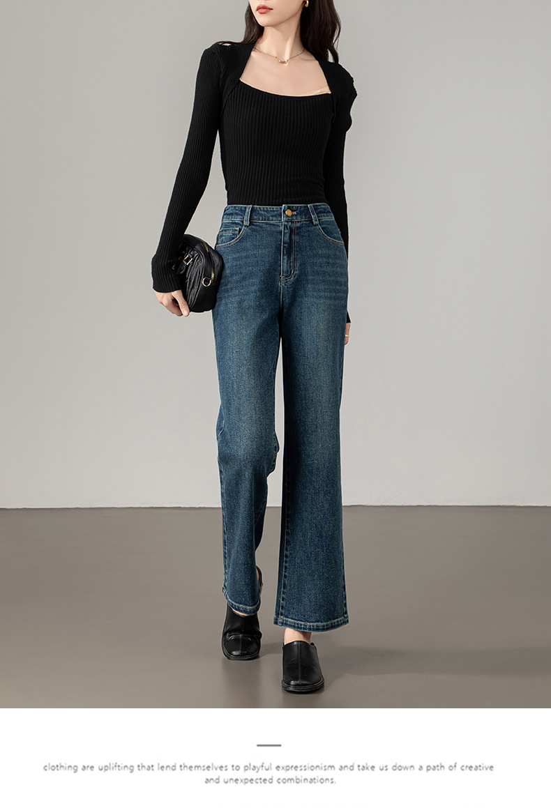 九分微喇叭牛仔裤女高腰2025秋季新款显瘦弹力时髦休闲百搭喇叭裤详情24