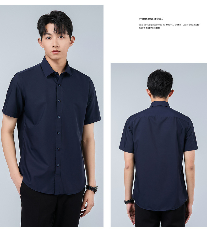 Modal short-sleeved shirt for men, summer stretch wrinkle-free business casual top, new summer commuter shirt pic 23