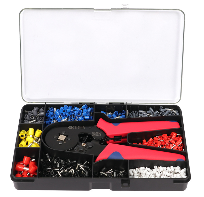 1200pcs cold-pressed terminal set, wire crimping pliers HSC8 6-4 6 set, European tubular terminal set pic 22