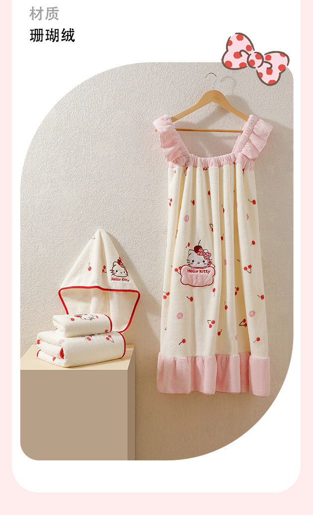 三丽鸥正版珊瑚绒干发帽女柔软亲肤吸水速干洗头巾包头巾家用可爱详情13