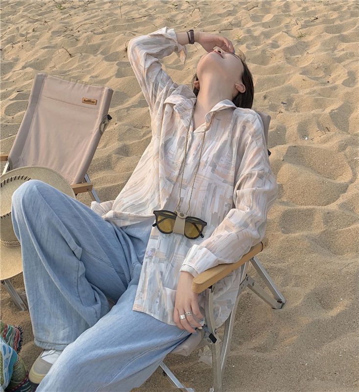 扎染长袖防晒衬衫女夏季薄款设计感小众别致吊带详情5