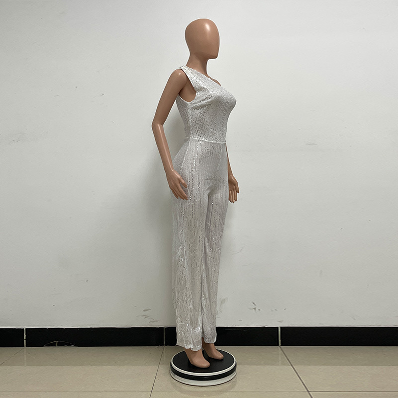新中式无袖连体衣独立站夏季单肩亮片连体裤女批发详情31