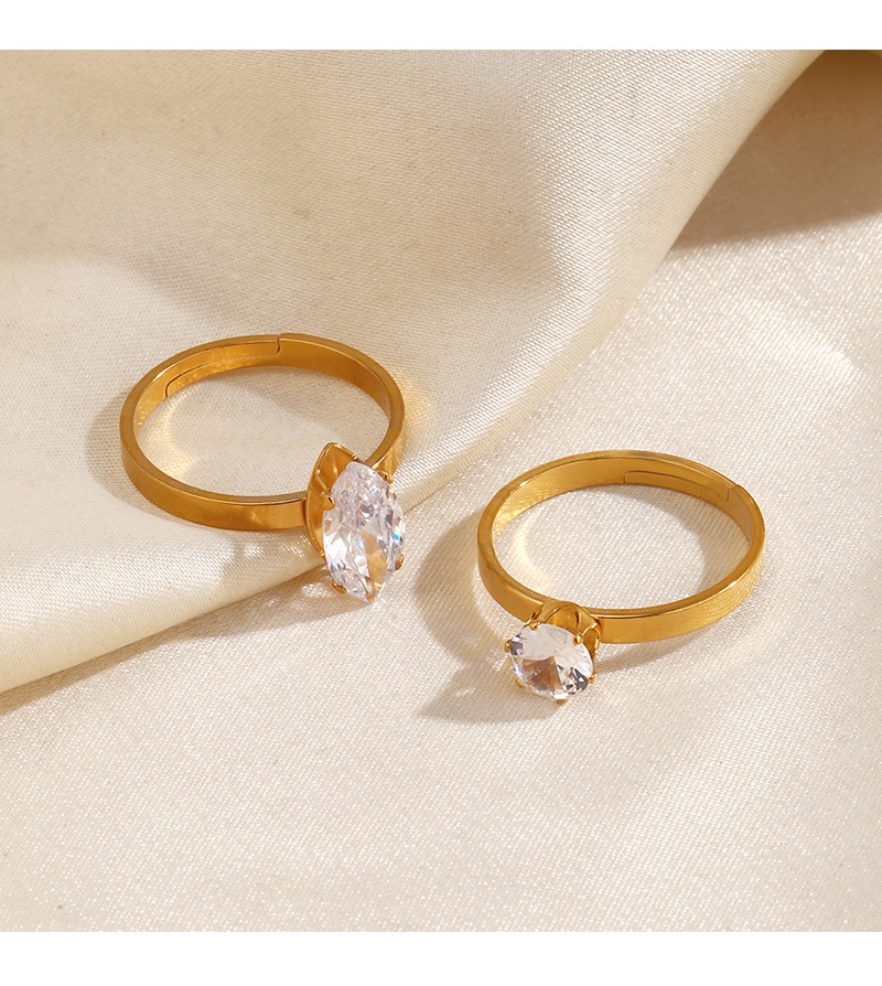 European and American fashion trends: Stainless steel minimalist style, personalized zircon inlaid rings, personalized and trendy ring wholesale pic 4