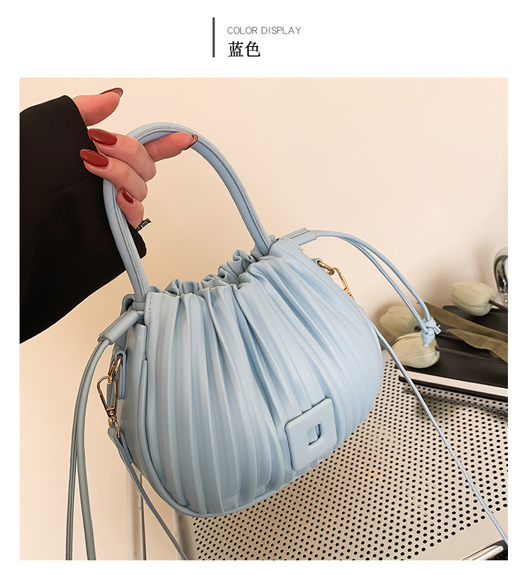 褶皱口袋包包女包2024新款跨境抽带水桶手提时尚潮流质感单肩斜挎详情18