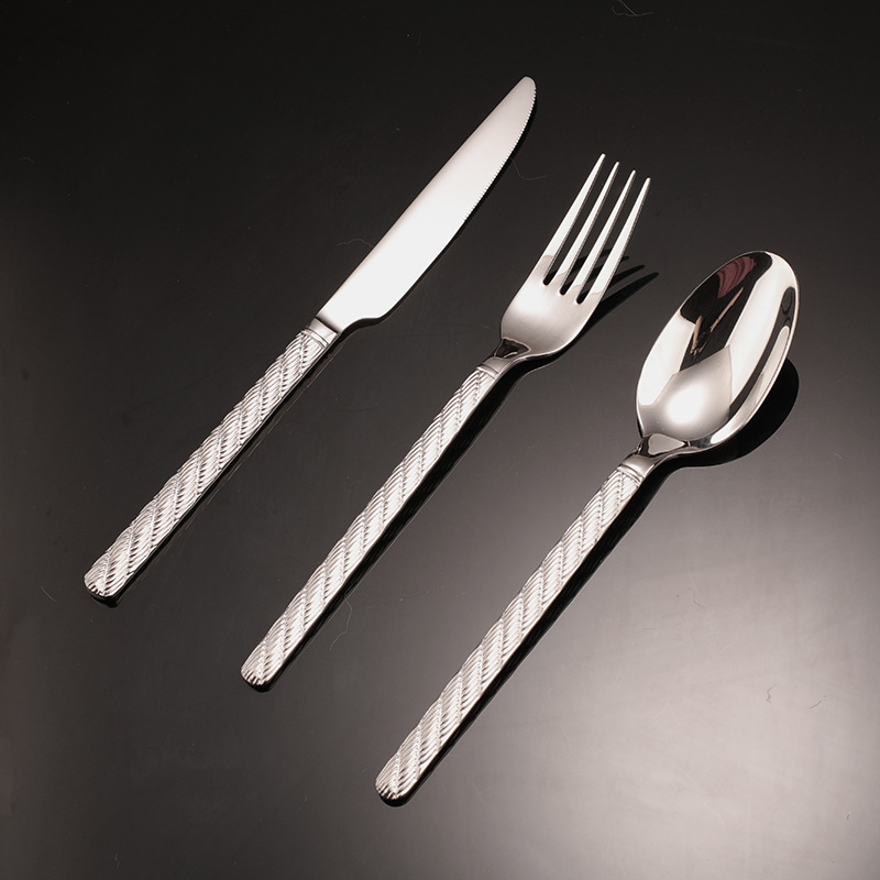 304不锈钢餐具甜品叉牛排西餐套装刀叉高级感麻花餐叉麻绳刀叉勺详情4