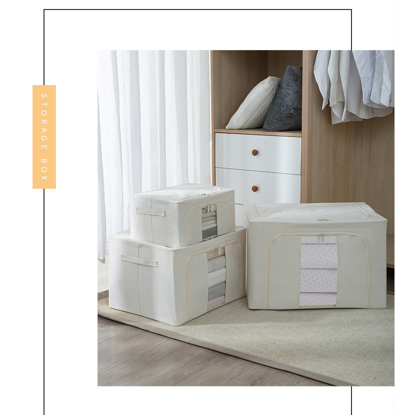 涤棉衣物收纳箱加粗钢架布艺折叠防潮整理箱衣柜衣服收纳衣物专用详情26