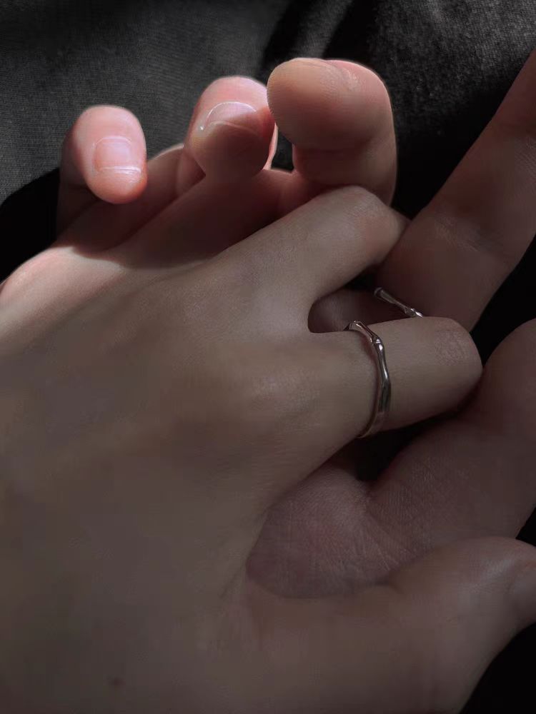 Couple rings, a unique design for a man and a woman. 925 sterling silver bamboo joint rings with open openings. A 520 gift for your girlfriend pic 9