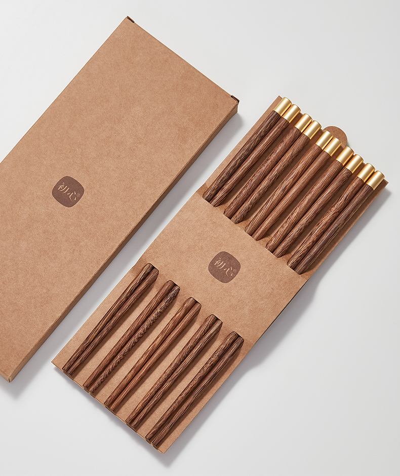 初心筷子家用防滑防霉鸡翅木长筷天然耐高温高颜值筷子10双装极凯详情9