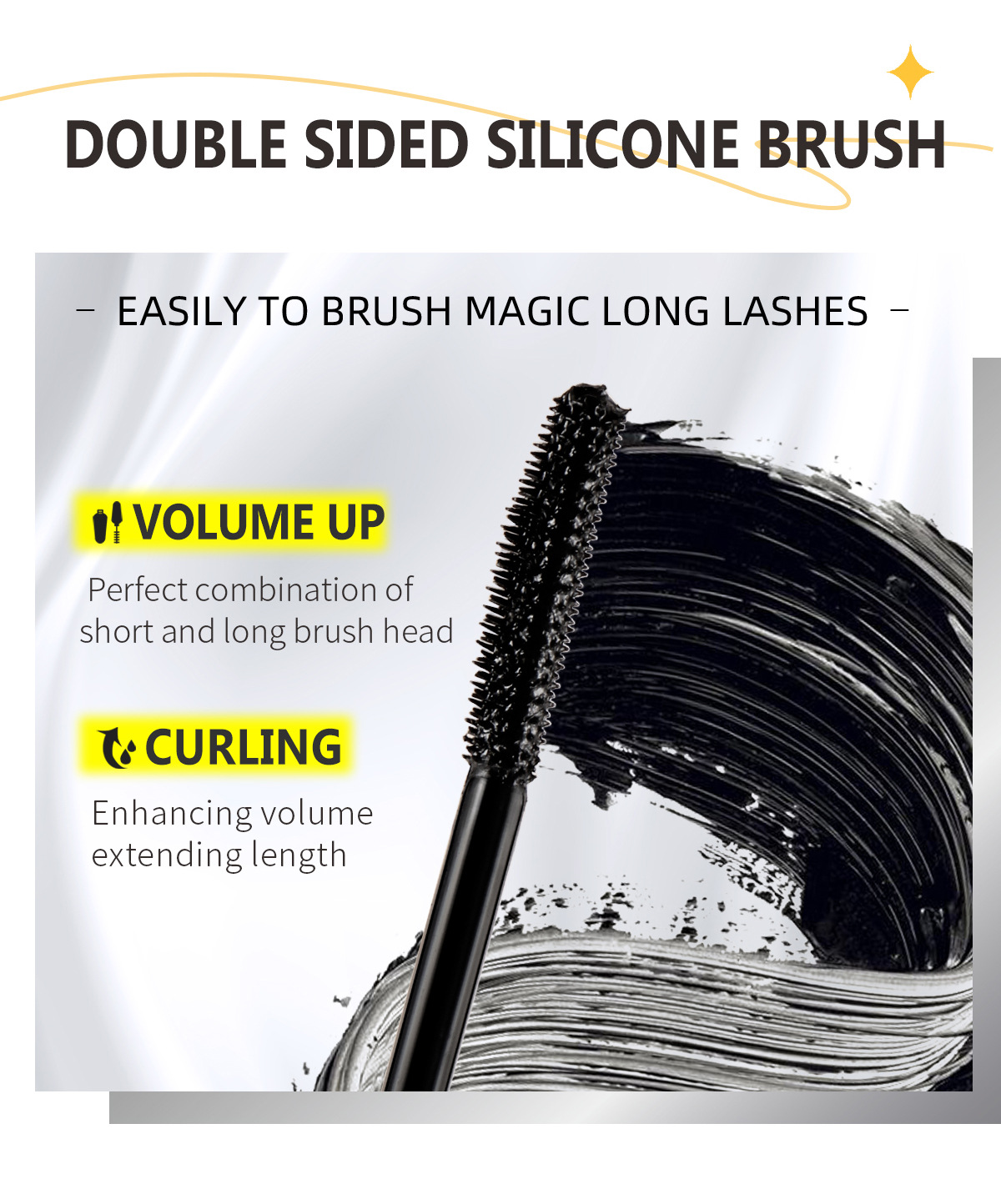 Cross-border BOB Black Magic Mascara makes big black eyes curl up 360 degrees naturally, making them long, slender and thick pic 3