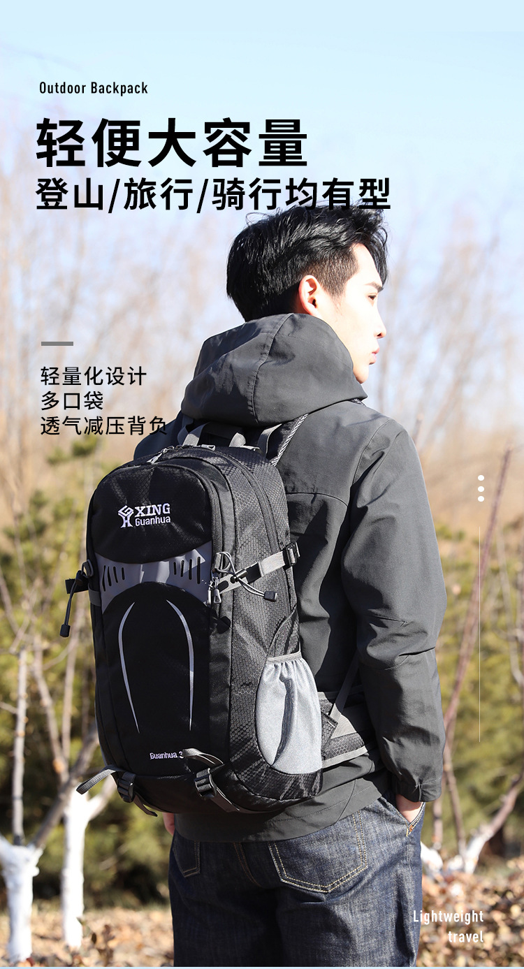 户外大容量登山包耐磨旅行包干湿分离隔层徒步男双肩包气垫背带详情1