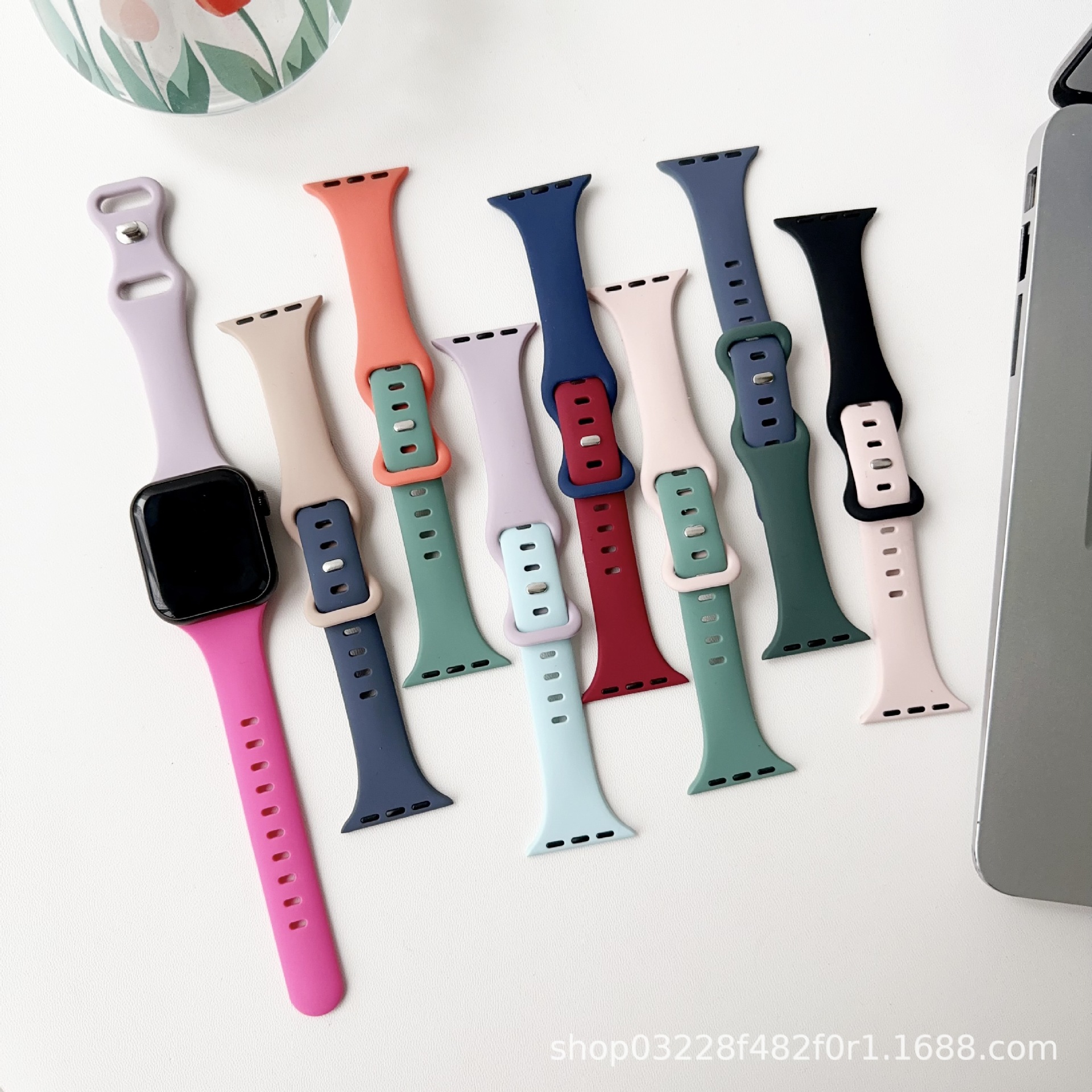 适用Apple苹果iwatchSE8Ultra7654321手表带撞拼色硅胶小蛮腰运动详情1