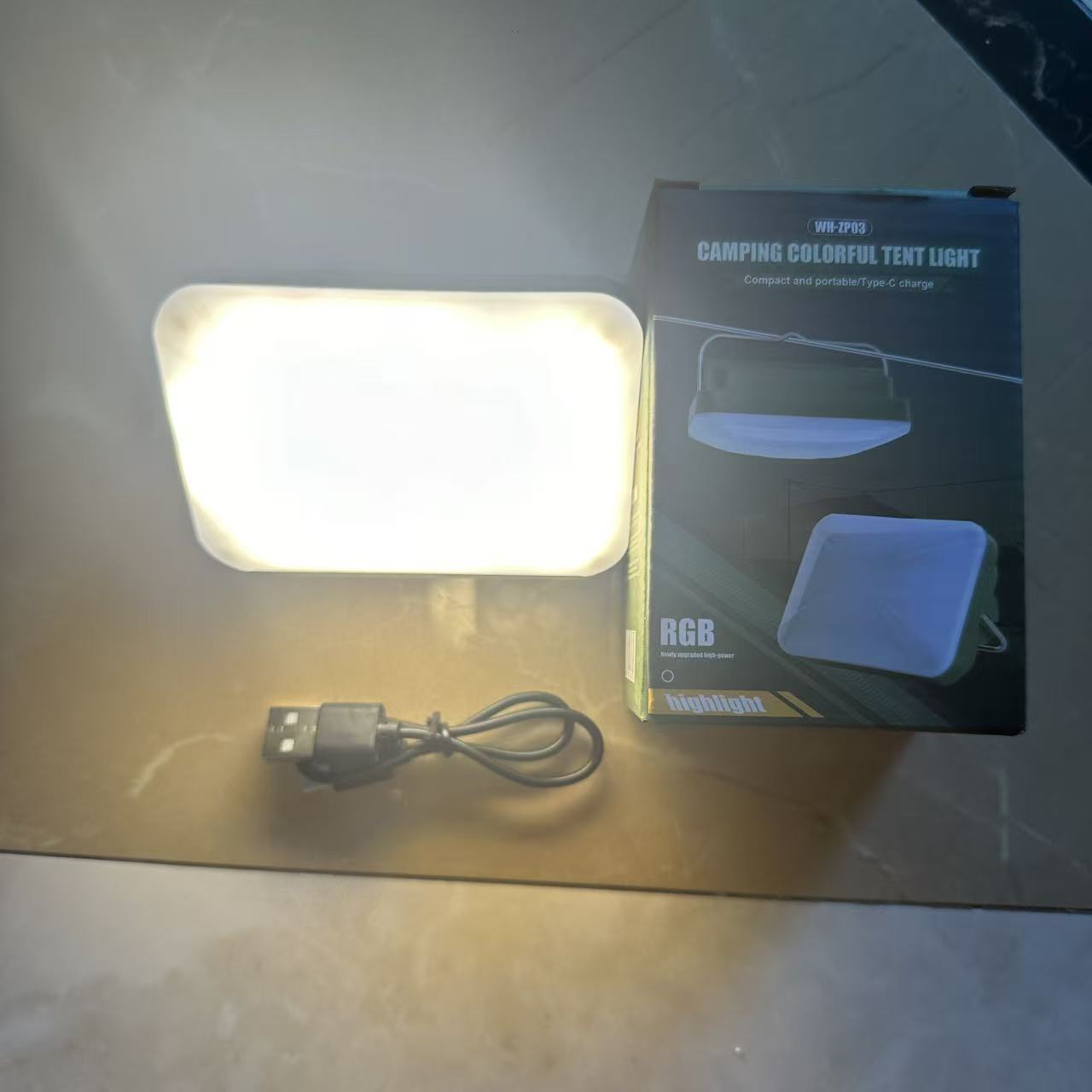 New RGB seven-color camping lamp, telescopic three-leaf lamp, camping lamp, fire safety indicator light, telescopic bracket pic 8