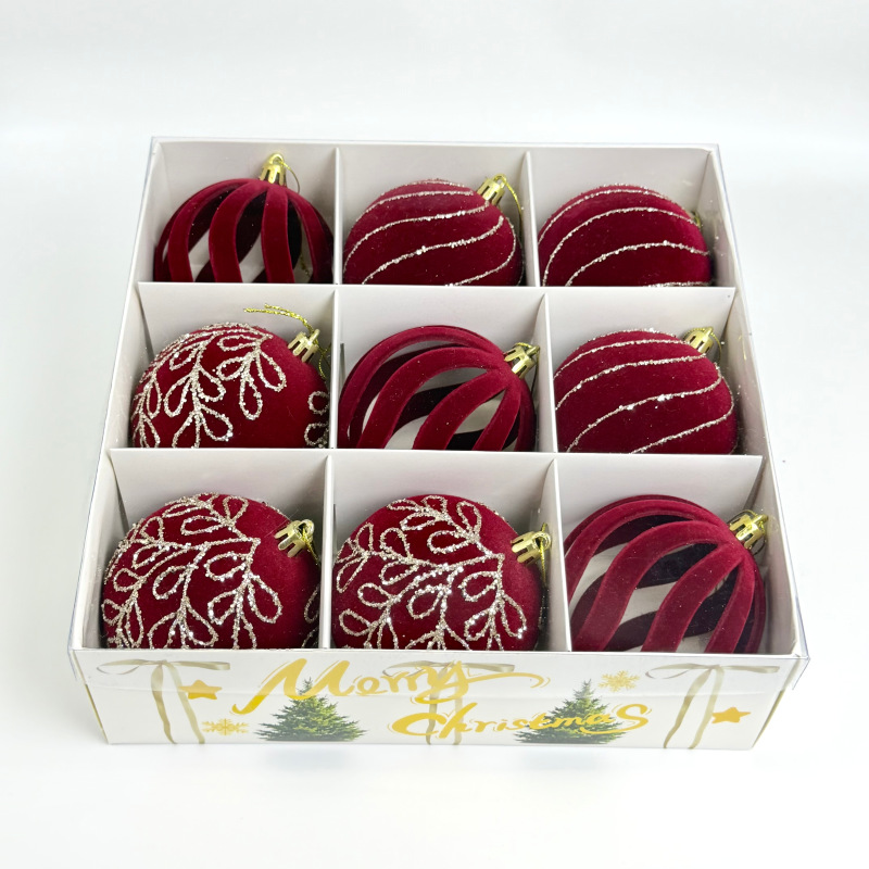 Cross-border new velvet Christmas ball set, Christmas window velvet balls, Christmas tree decoration, painted balls and hanging ornaments pic 14